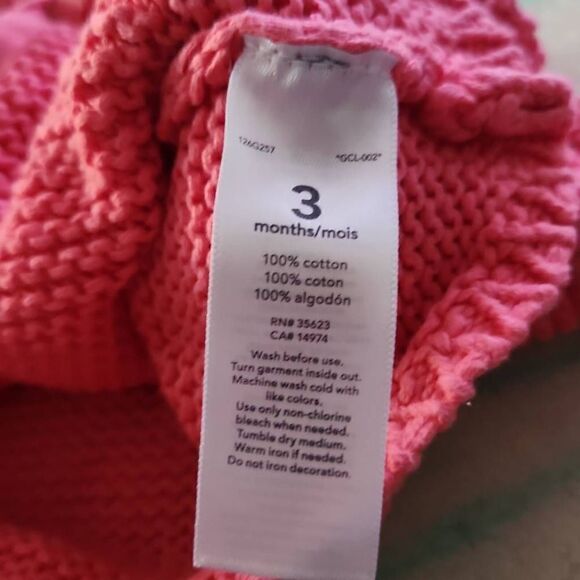 Carter's Girls Coral Chunky Button Up Cardigan - Size 3 Months - Picture 5 of 5